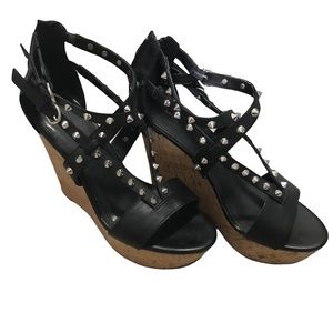 MARC FISHER LEATHER AND SPIKE WEDGES